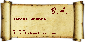 Bakcsi Aranka névjegykártya